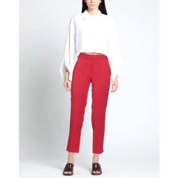 Space Simona Corsellini Womens Red Slim Fit Tapered Leg Pants Size UK 44 Italy - Picture 2 of 16